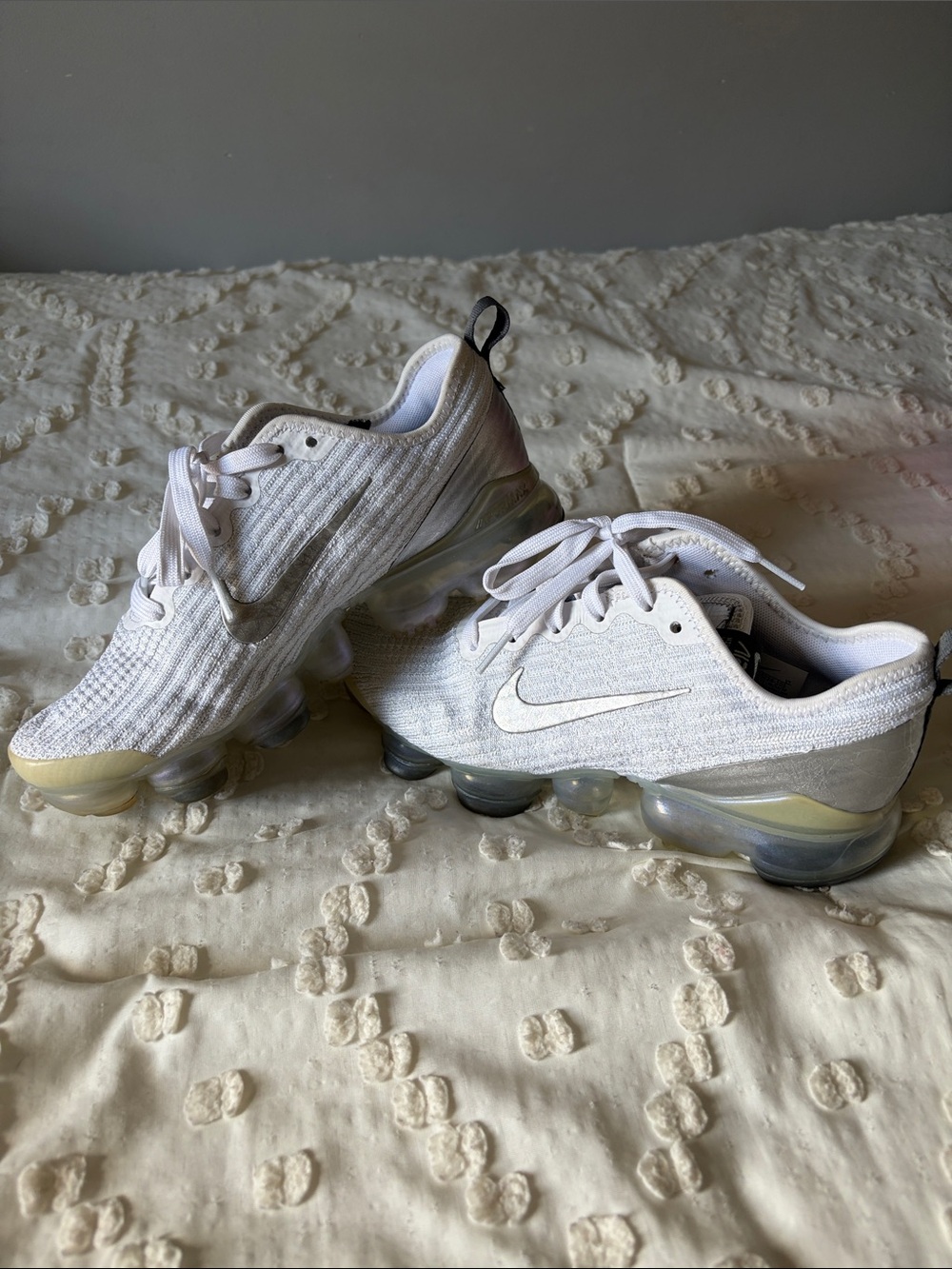 Nike Kids White and Cream VaporMax Sneakers